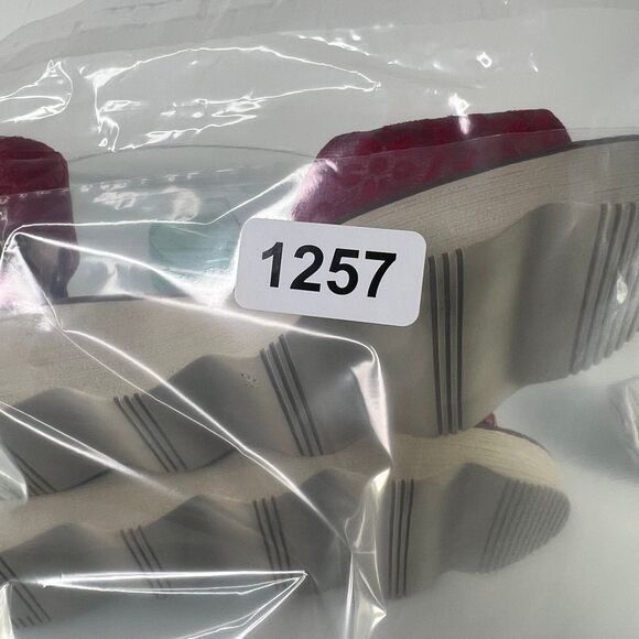 Gabor Paisley Wedge Sandals Red Platform Ankle Strap Leather - Picture 7 of 8